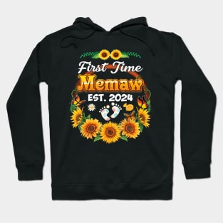 Est 2024 First Time Memaw New Mom Baby Sunflower Hoodie